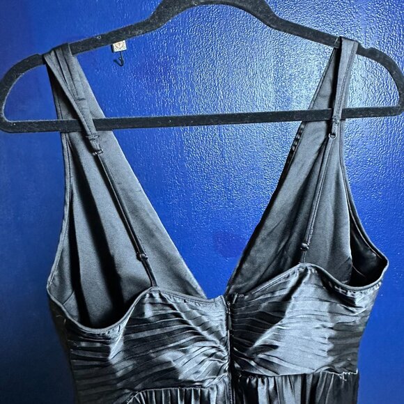 Abercrombie & Fitch Plunge V Neck Pleated Mini Dress Sleeveless Satin Black L T - Picture 9 of 9